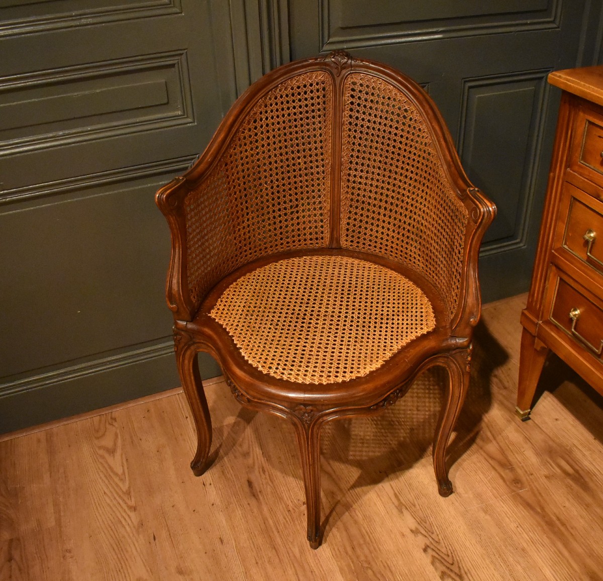 Fauteuil de bureau canné de style Louis XV-photo-1