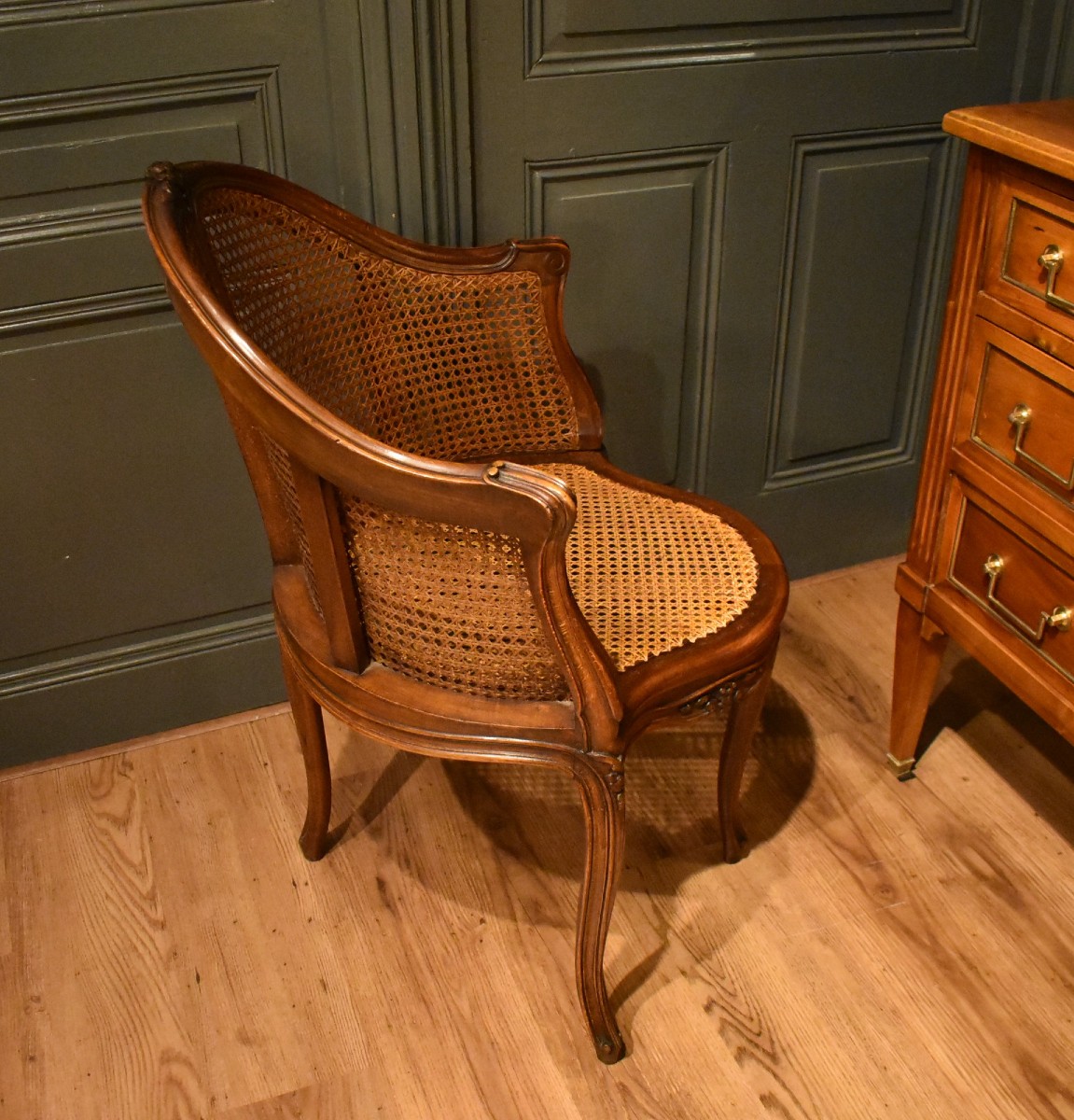 Fauteuil de bureau canné de style Louis XV-photo-3