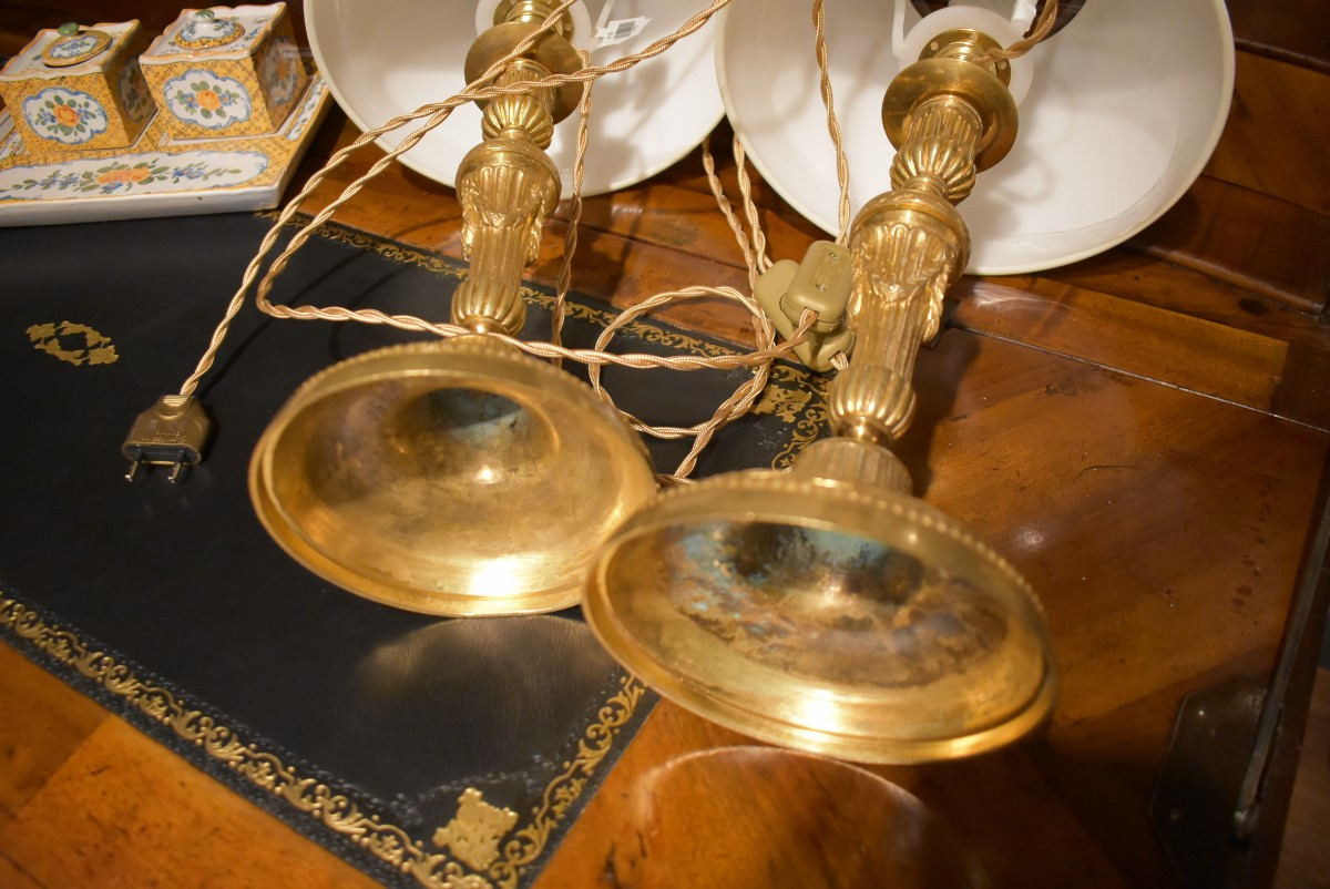 Pair Of Gilt Bronze Lamps-photo-7