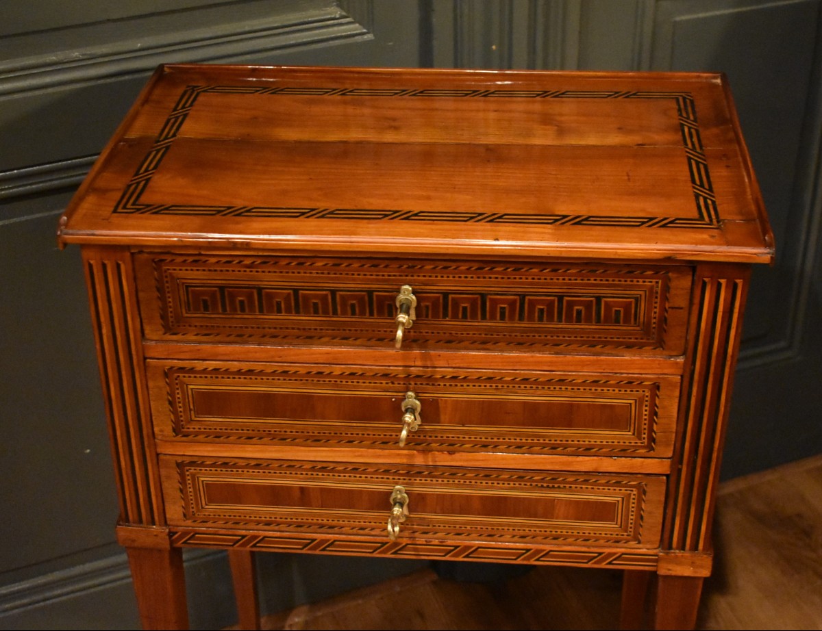 Louis XVI Marquetry Chiffonier Table-photo-3