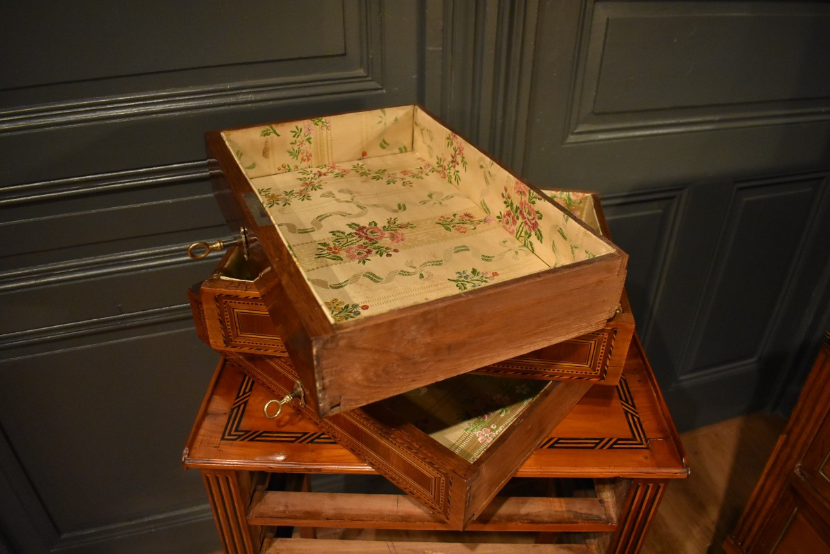 Louis XVI Marquetry Chiffonier Table-photo-3
