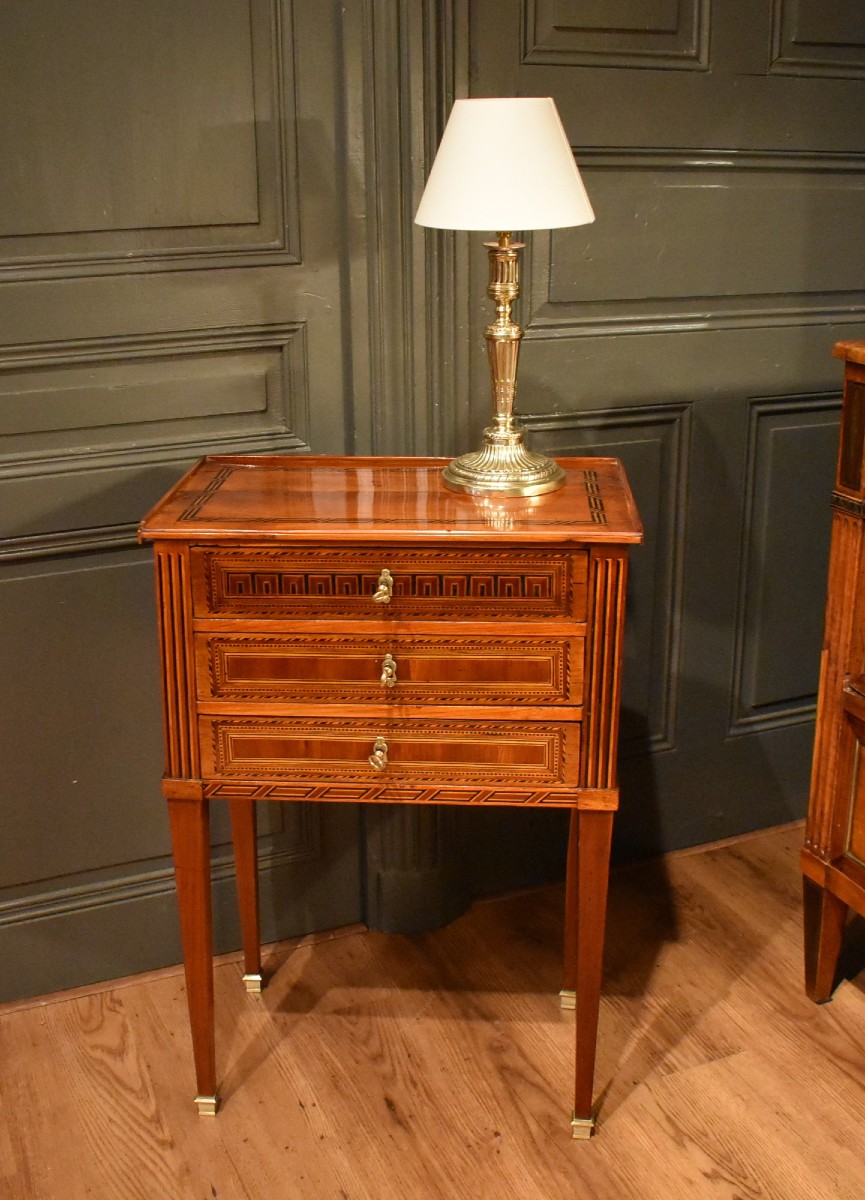 Louis XVI Marquetry Chiffonier Table