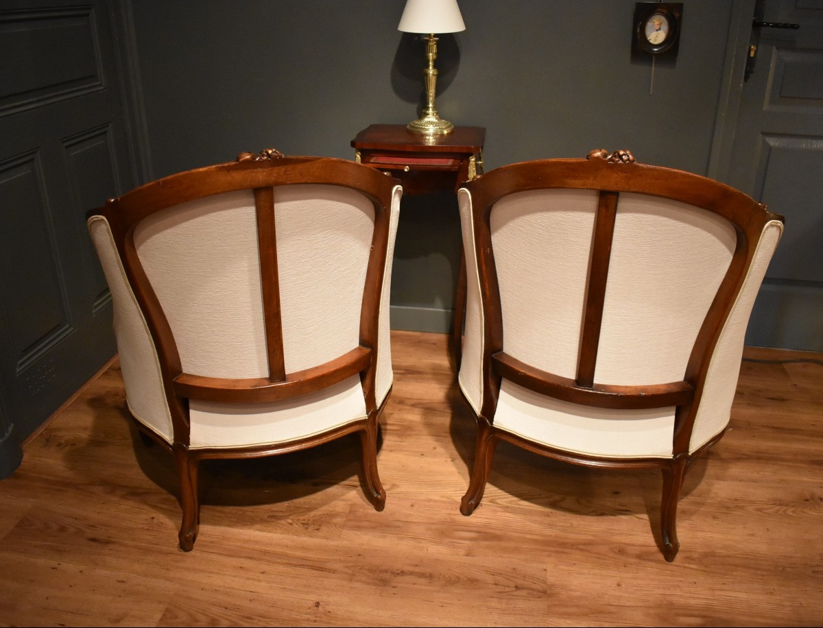 Pair Of Walnut Bergere Chairs-photo-5