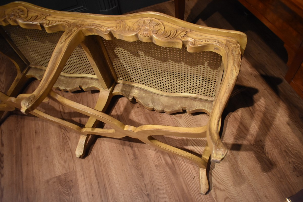 Grande banquette cannée de style  Louis XV-photo-7