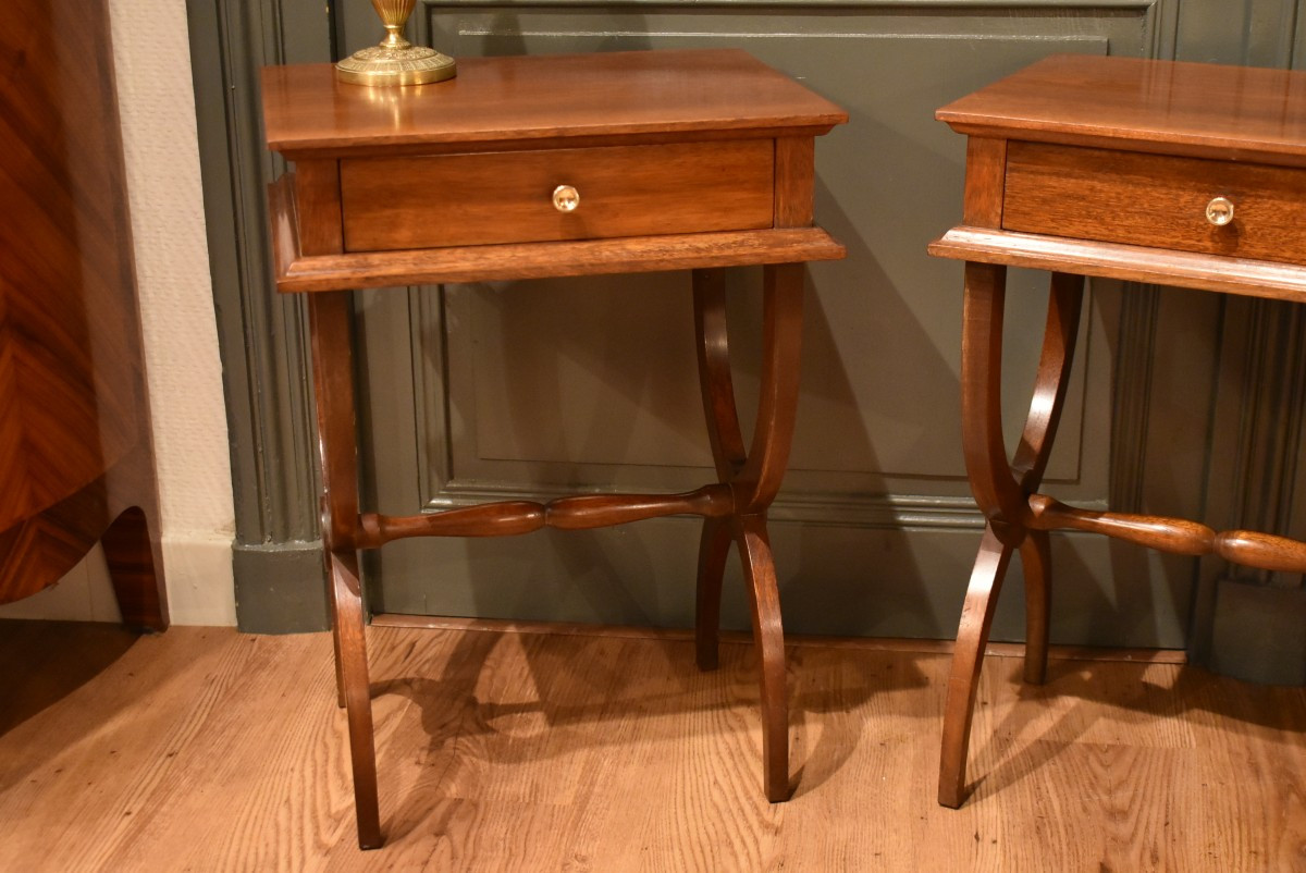 Pair Of Directoire Style Bedside Tables-photo-4