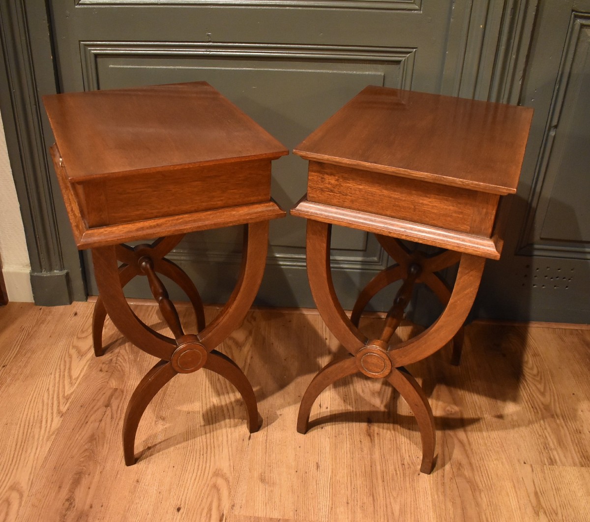 Pair Of Directoire Style Bedside Tables-photo-6