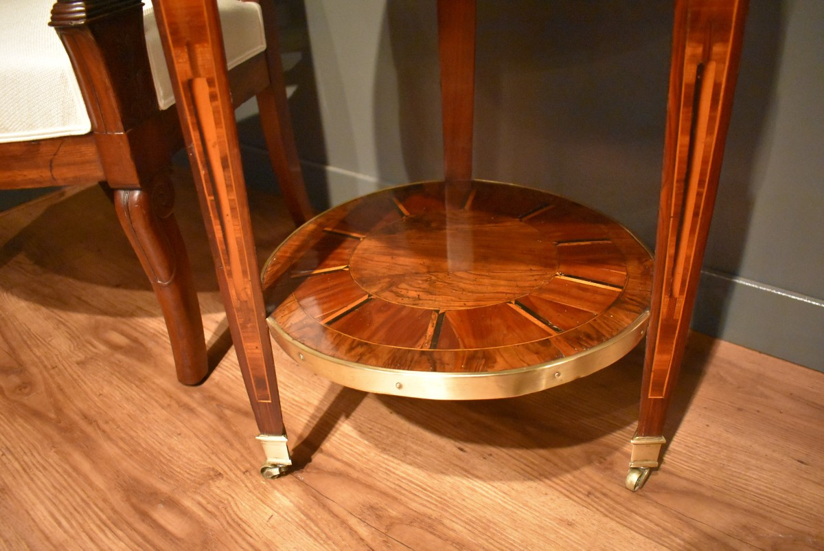 Table ronde en marqueterie de style  Louis XVI-photo-1