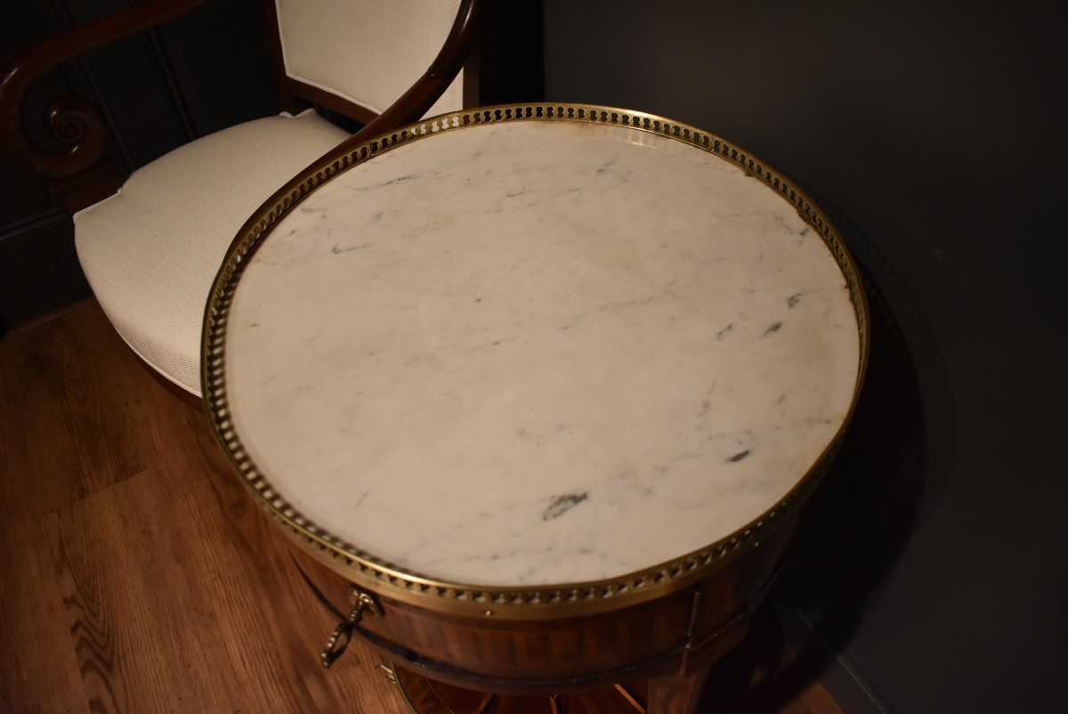 Table ronde en marqueterie de style  Louis XVI-photo-3