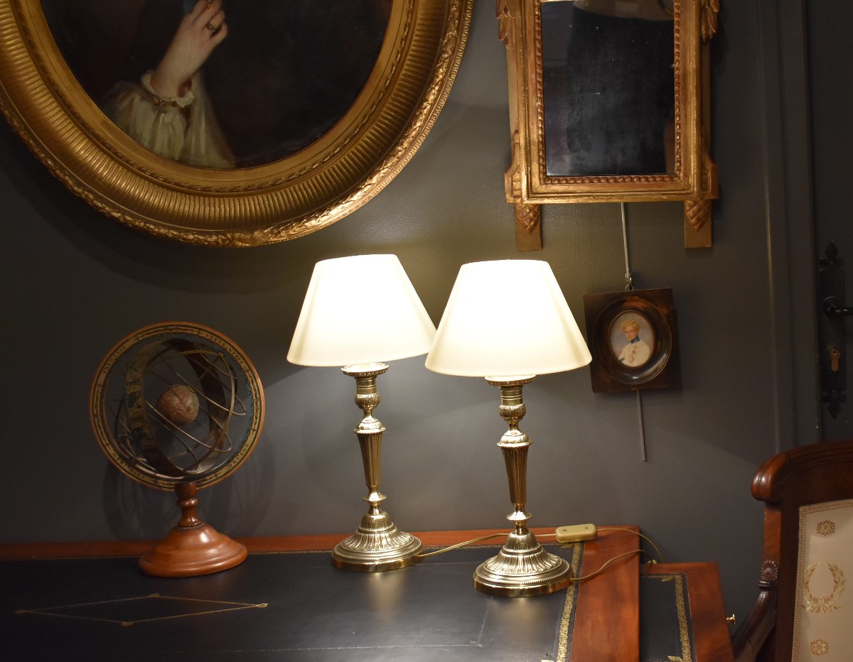 Paire de lampes en bronze-photo-2