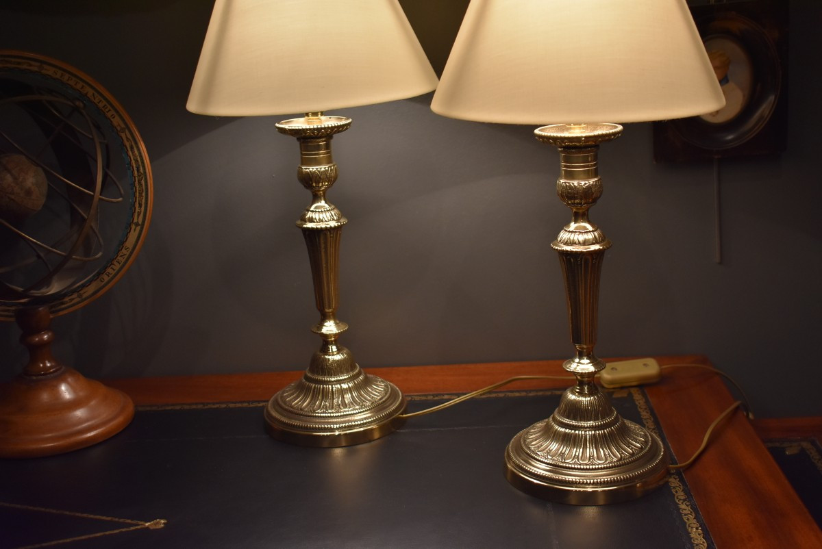 Paire de lampes en bronze-photo-3
