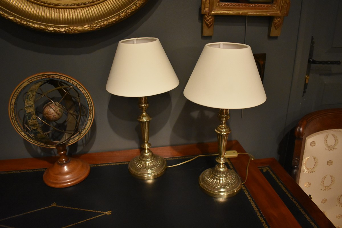 Paire de lampes en bronze-photo-4
