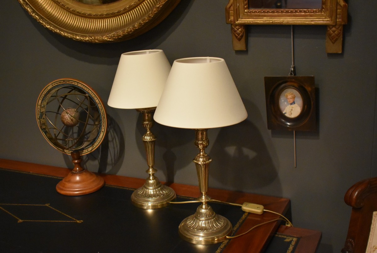 Paire de lampes en bronze-photo-5