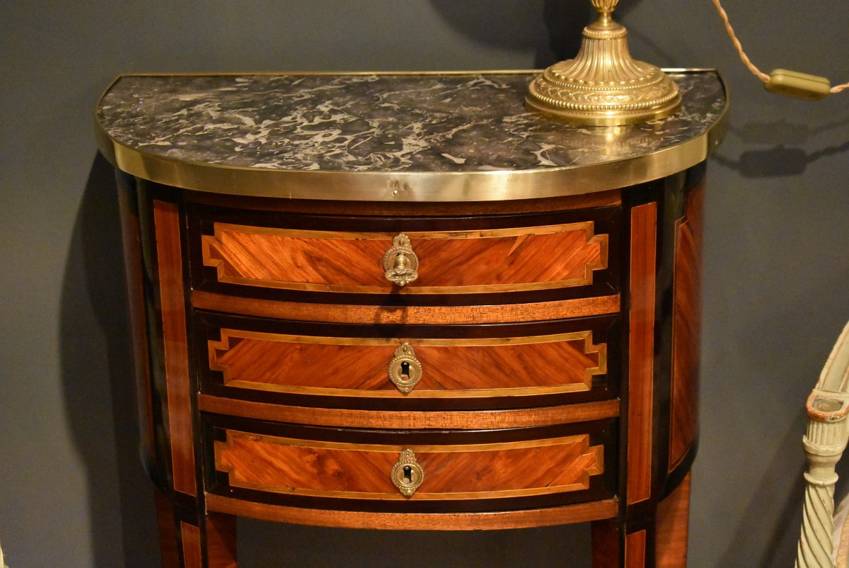 Small Louis XVI Half-moon Chest Of Drawers Stamped Pierre Antoine Veaux-photo-3