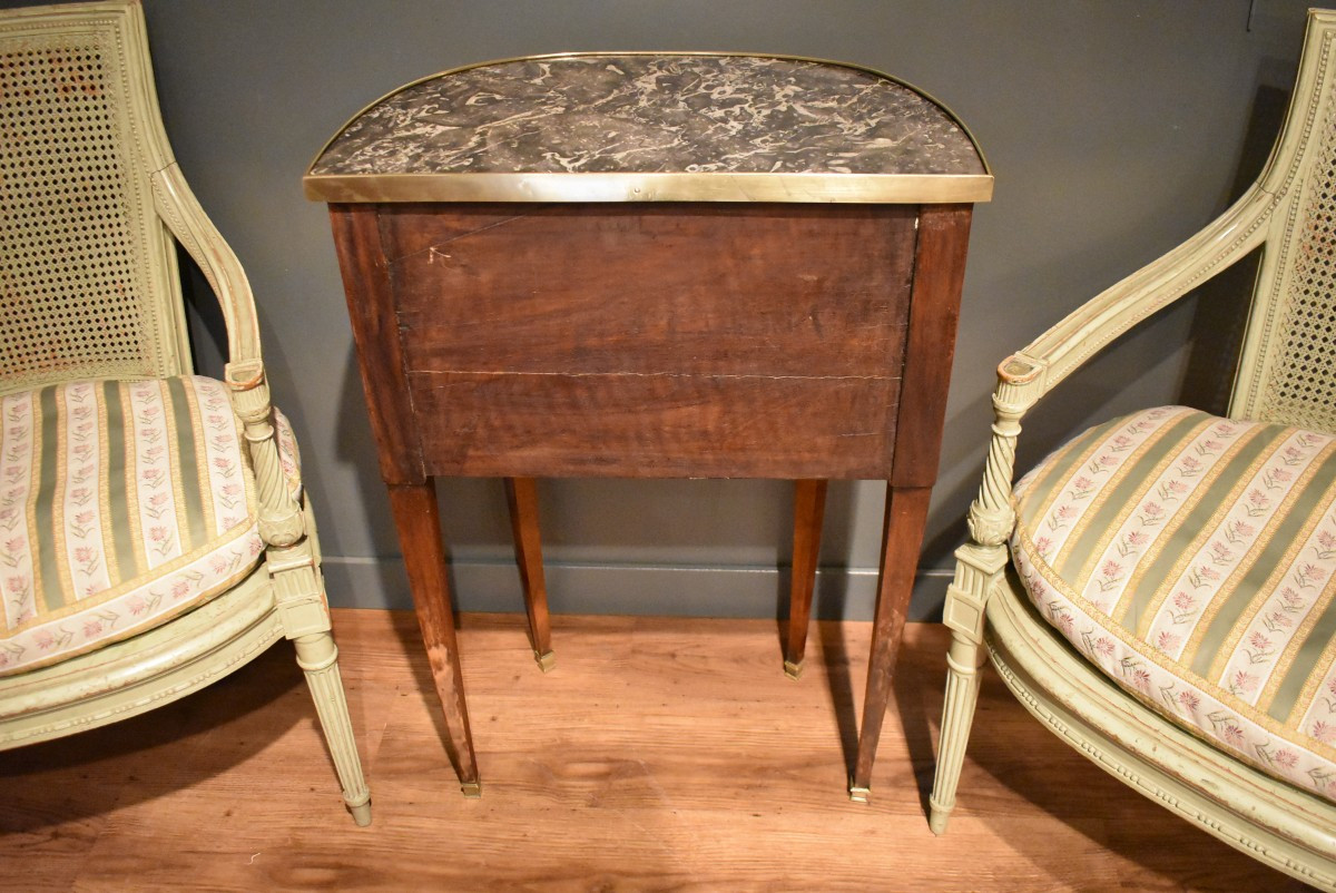Small Louis XVI Half-moon Chest Of Drawers Stamped Pierre Antoine Veaux-photo-6