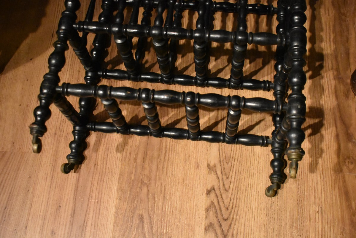 Blackened Wooden Magazine Rack-photo-2