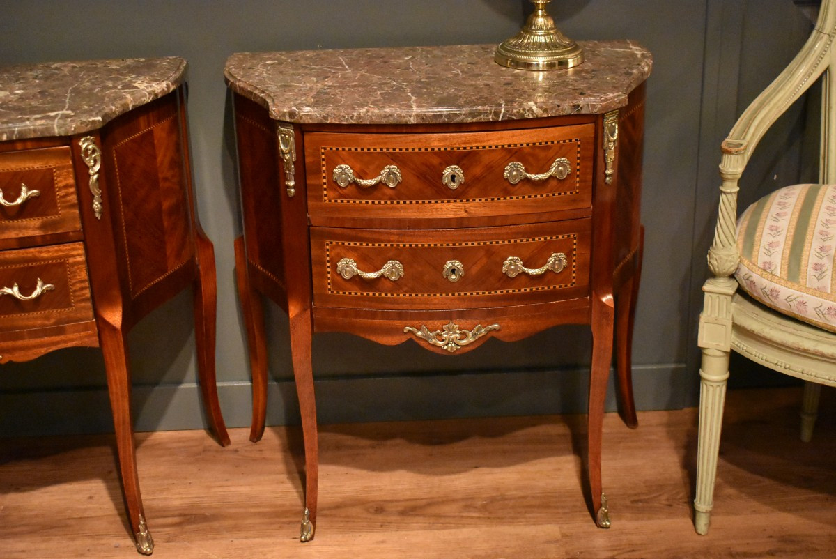 Two Small Marquetry Chests Of Drawers-photo-2