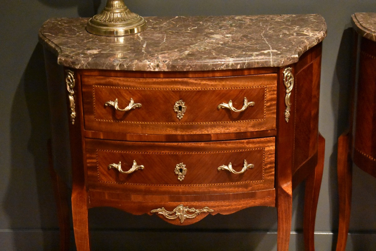 Two Small Marquetry Chests Of Drawers-photo-4