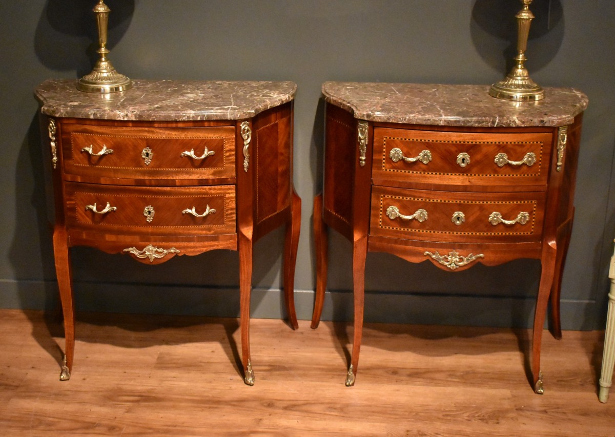 Two Small Marquetry Chests Of Drawers