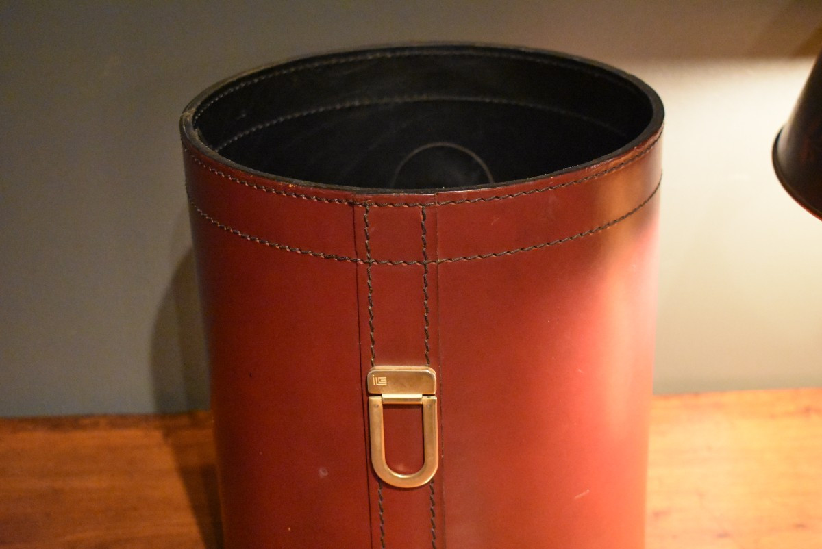 Corbeille à papiers en cuir -photo-4