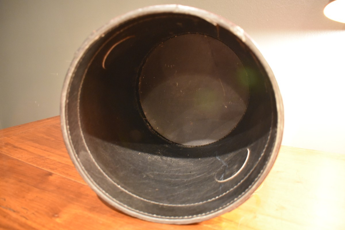 Corbeille à papiers en cuir -photo-2