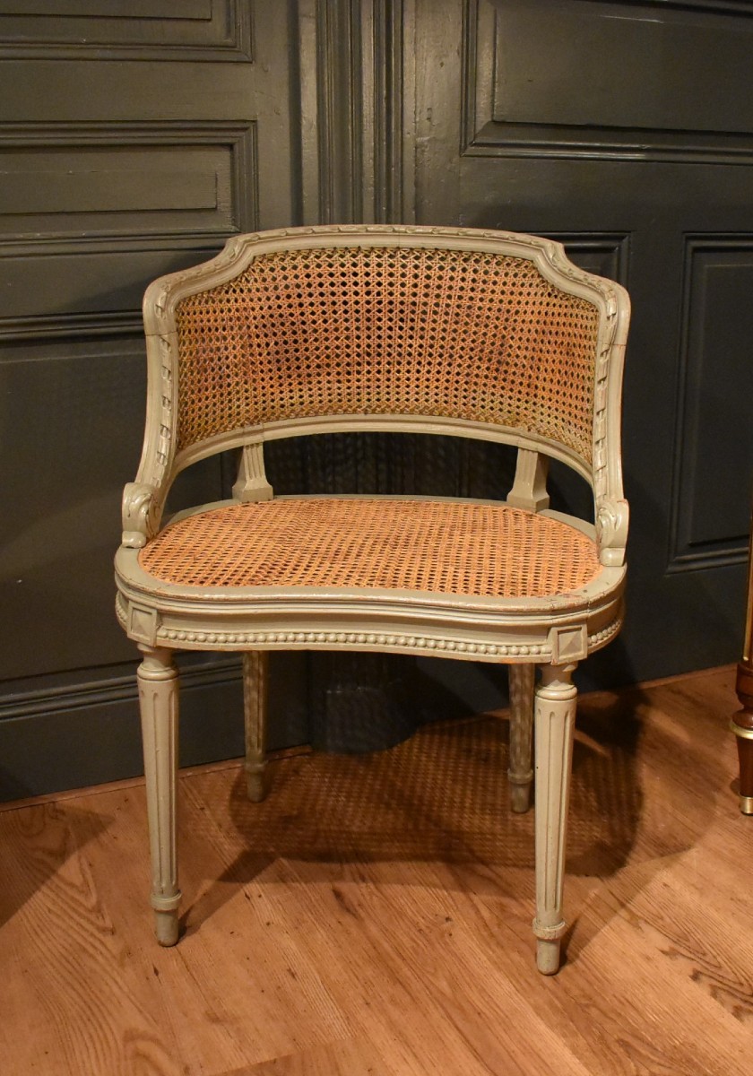 Fauteuil de bureau canné de style Louis XVI  -photo-2