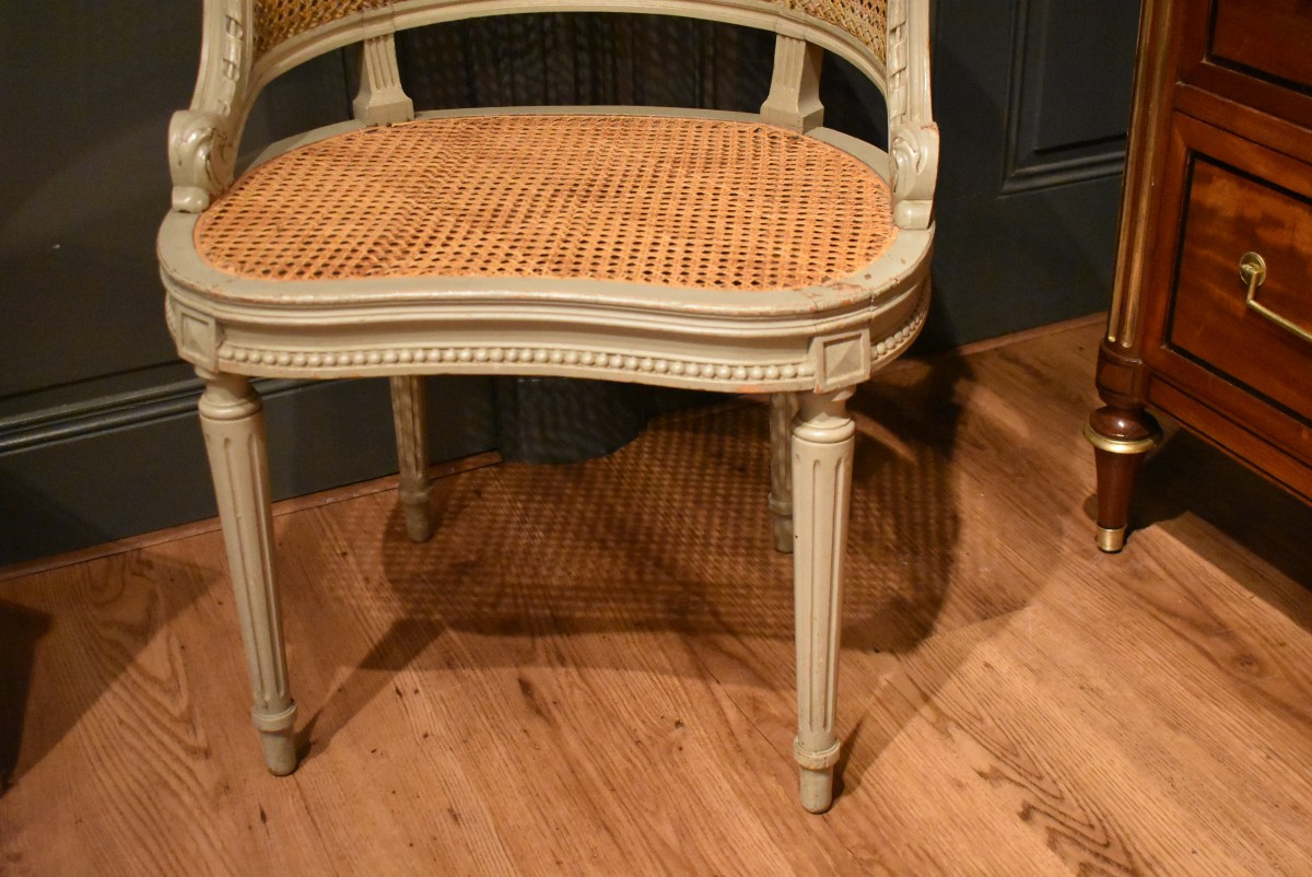 Fauteuil de bureau canné de style Louis XVI  -photo-3
