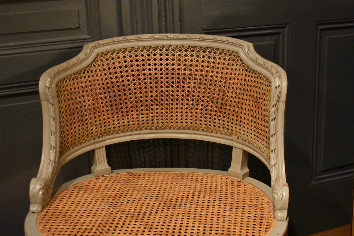 Fauteuil de bureau canné de style Louis XVI  -photo-4