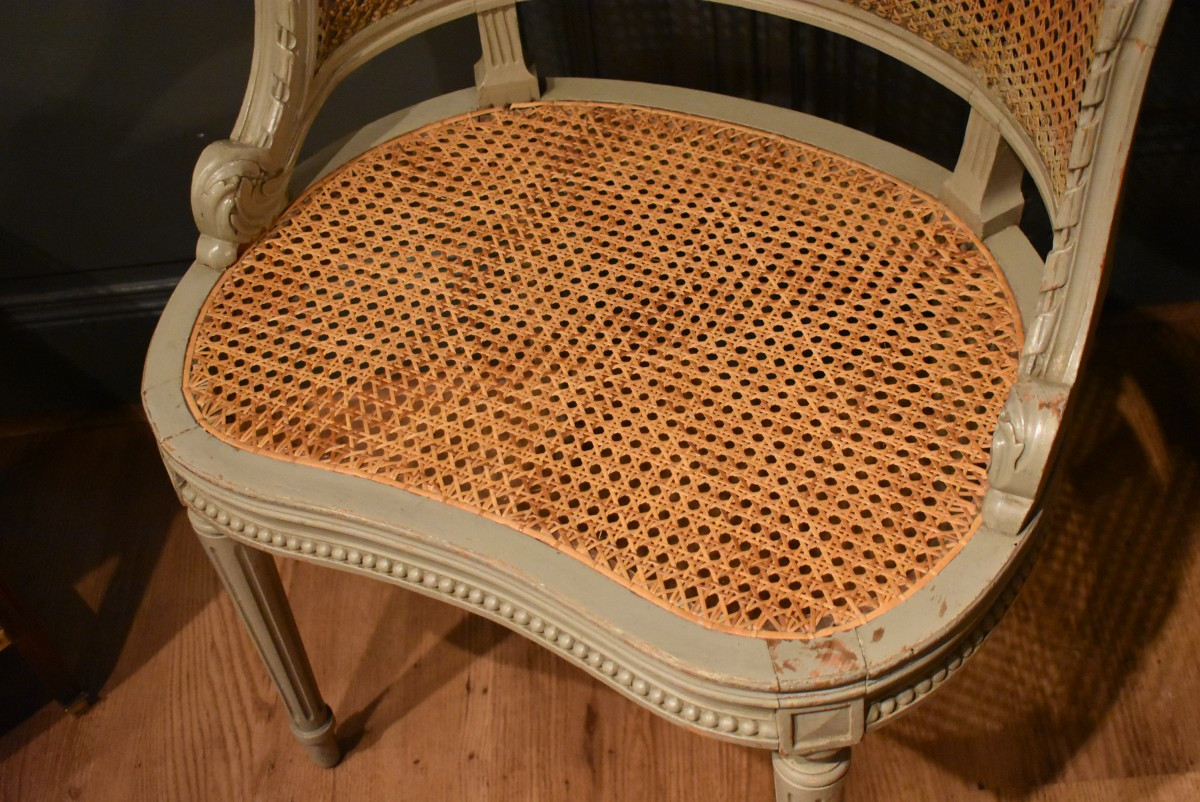 Fauteuil de bureau canné de style Louis XVI  -photo-1