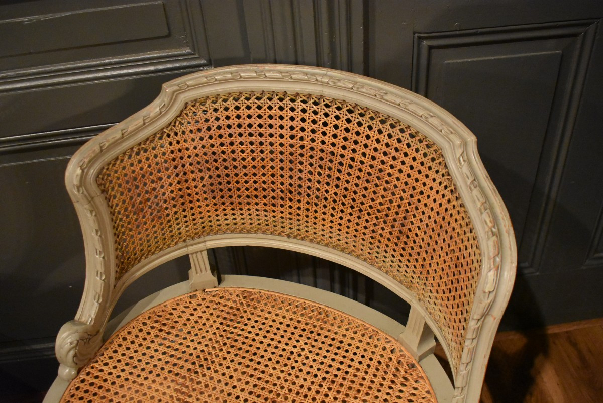 Fauteuil de bureau canné de style Louis XVI  -photo-2