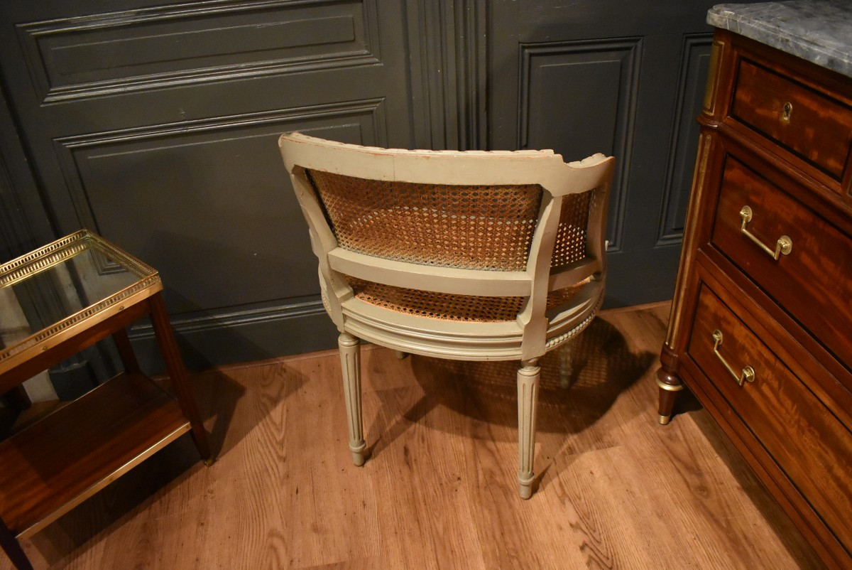 Fauteuil de bureau canné de style Louis XVI  -photo-4