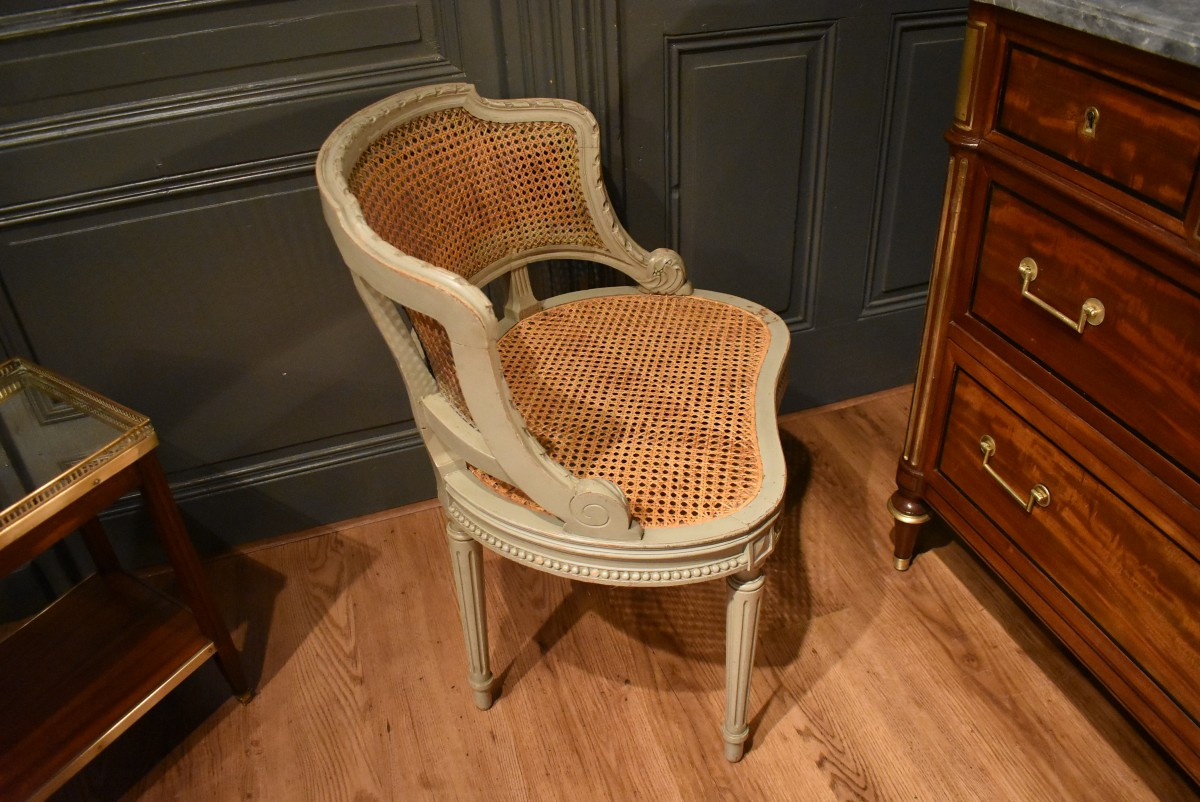 Fauteuil de bureau canné de style Louis XVI  -photo-5