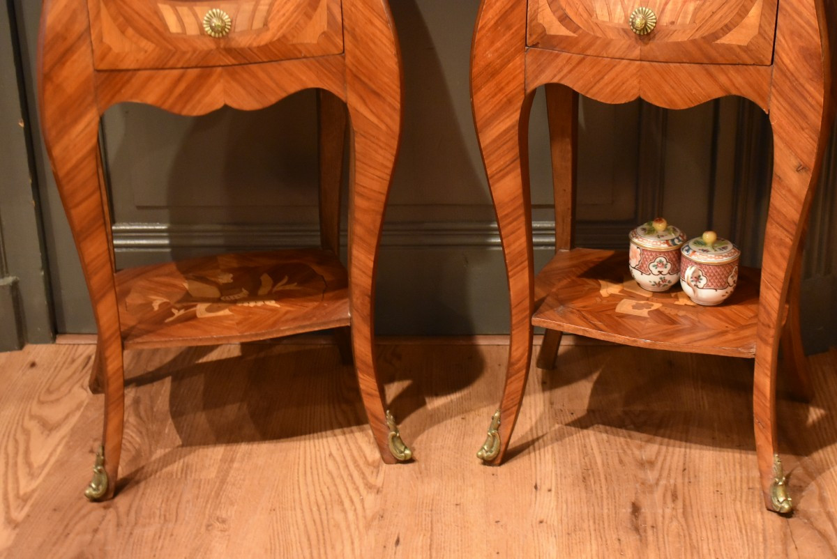 Paire de chevets en marqueterie de style Louis XV-photo-4