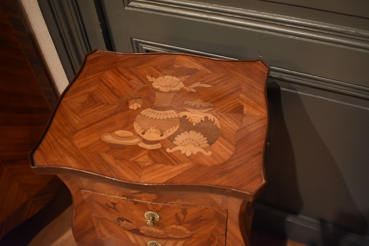 Paire de chevets en marqueterie de style Louis XV-photo-3