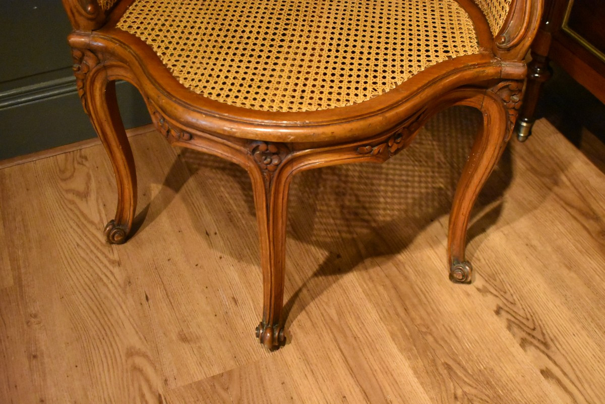 Fauteuil de bureau canné de style Louis XV-photo-4