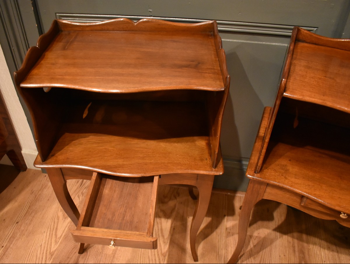 Pair Of Louis XV Style Bedside Tables In Walnut-photo-2