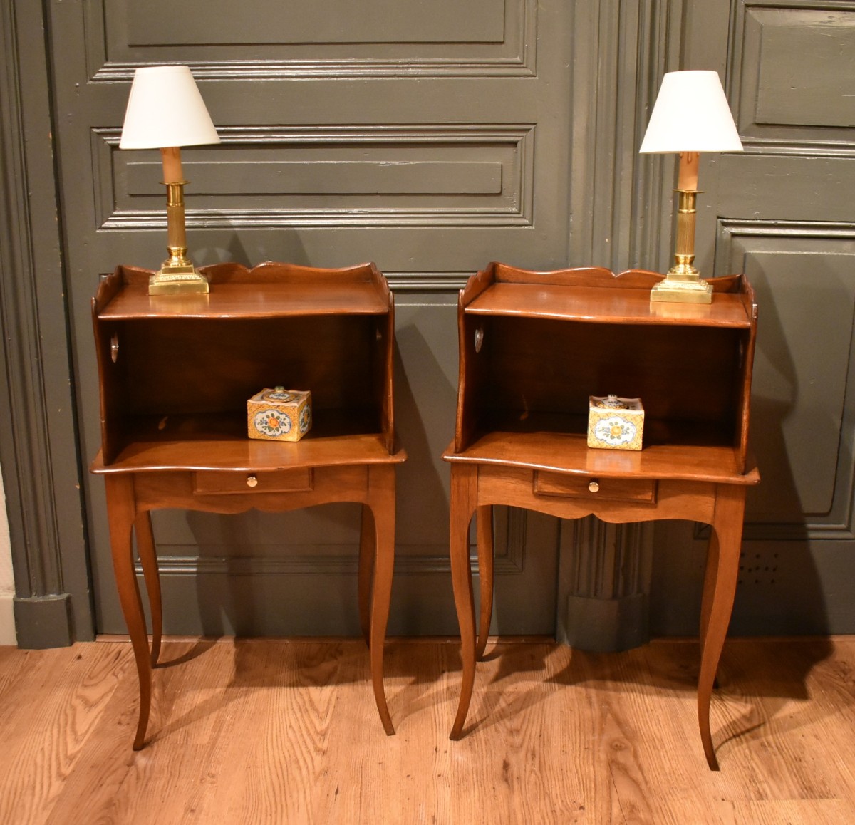 Pair Of Louis XV Style Bedside Tables In Walnut