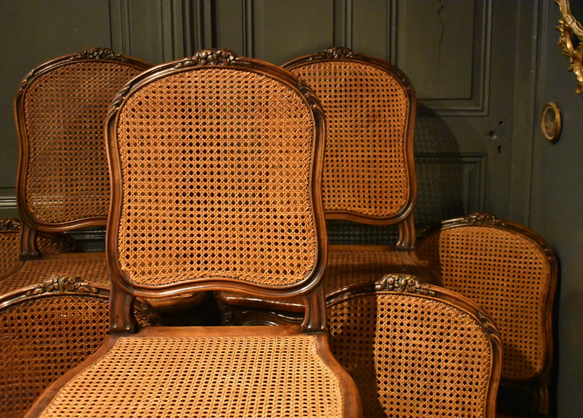 Set Of Eight Louis XV Style Cane Chairs-photo-3