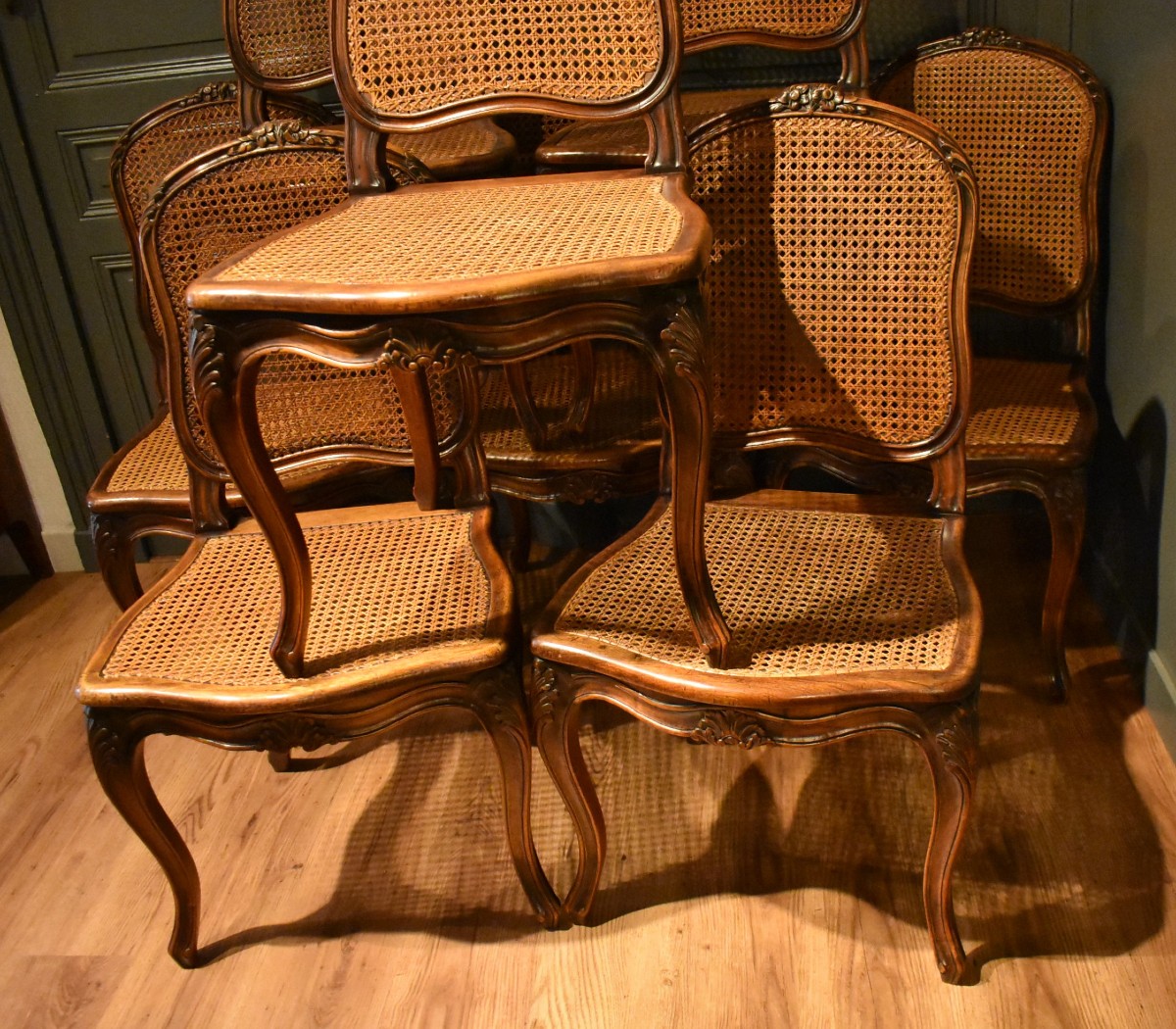 Set Of Eight Louis XV Style Cane Chairs-photo-1