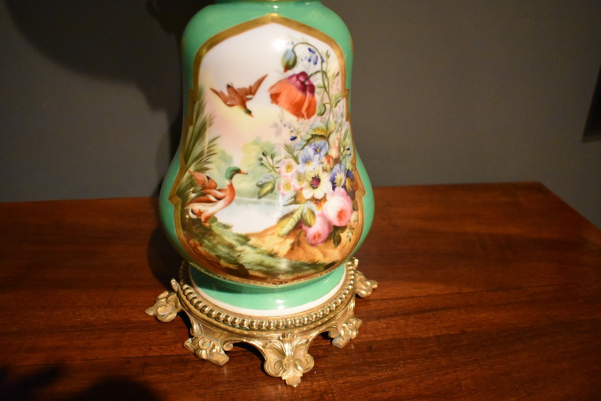 Paire de lampes en porcelaine et bronze-photo-4