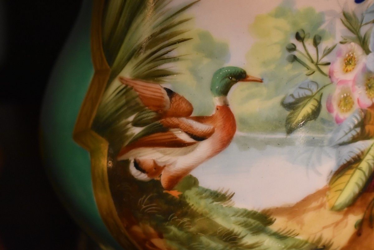 Paire de lampes en porcelaine et bronze-photo-2