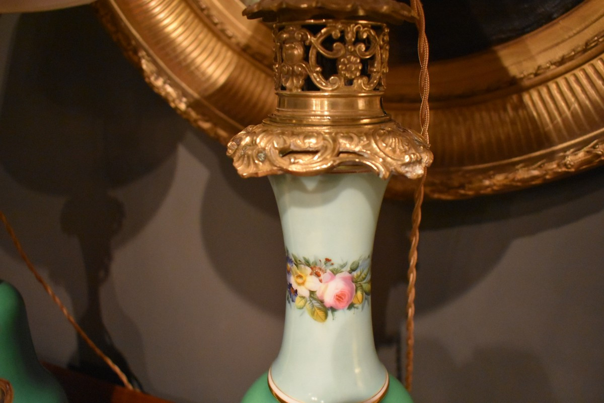 Paire de lampes en porcelaine et bronze-photo-3