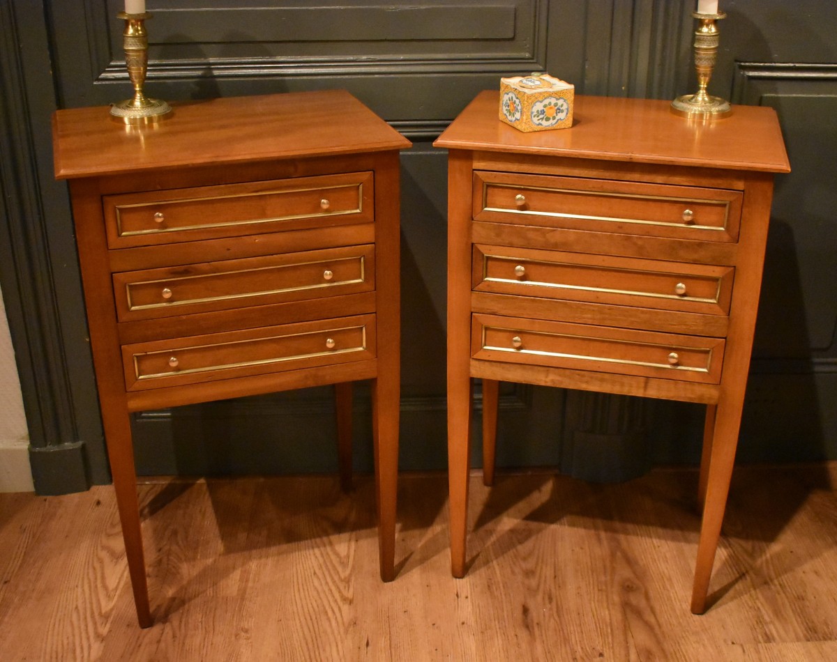 Pair Of Louis XVI Style Bedside Tables-photo-2