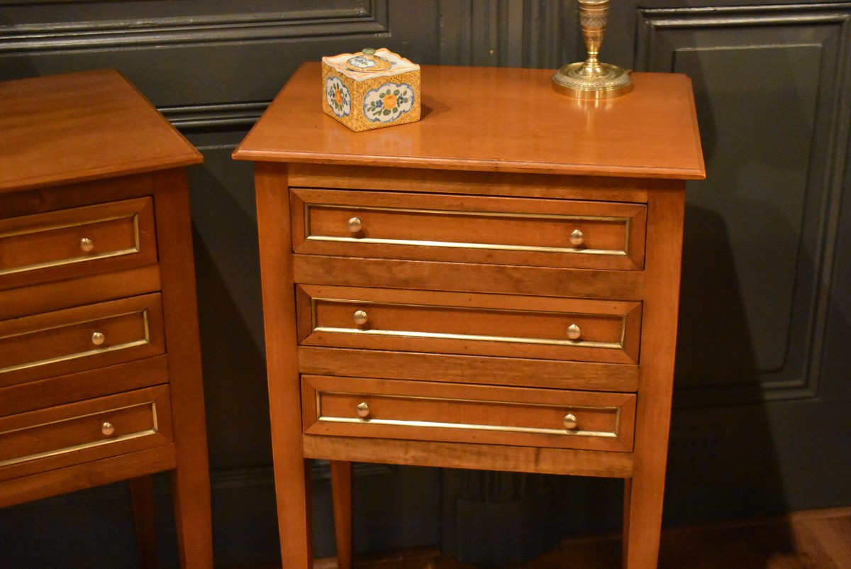 Pair Of Louis XVI Style Bedside Tables-photo-3