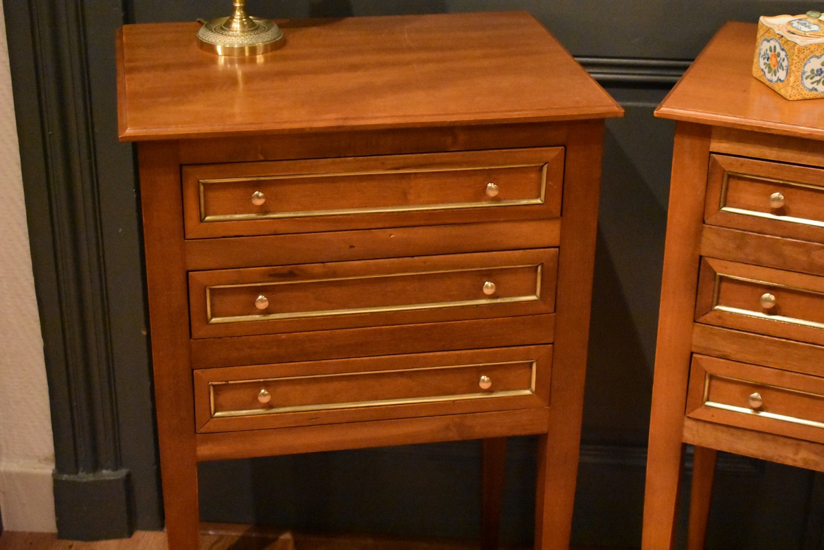 Pair Of Louis XVI Style Bedside Tables-photo-4