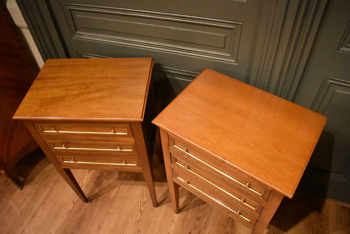 Pair Of Louis XVI Style Bedside Tables-photo-2