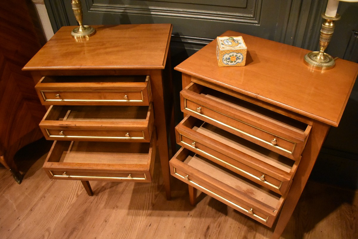 Pair Of Louis XVI Style Bedside Tables-photo-3