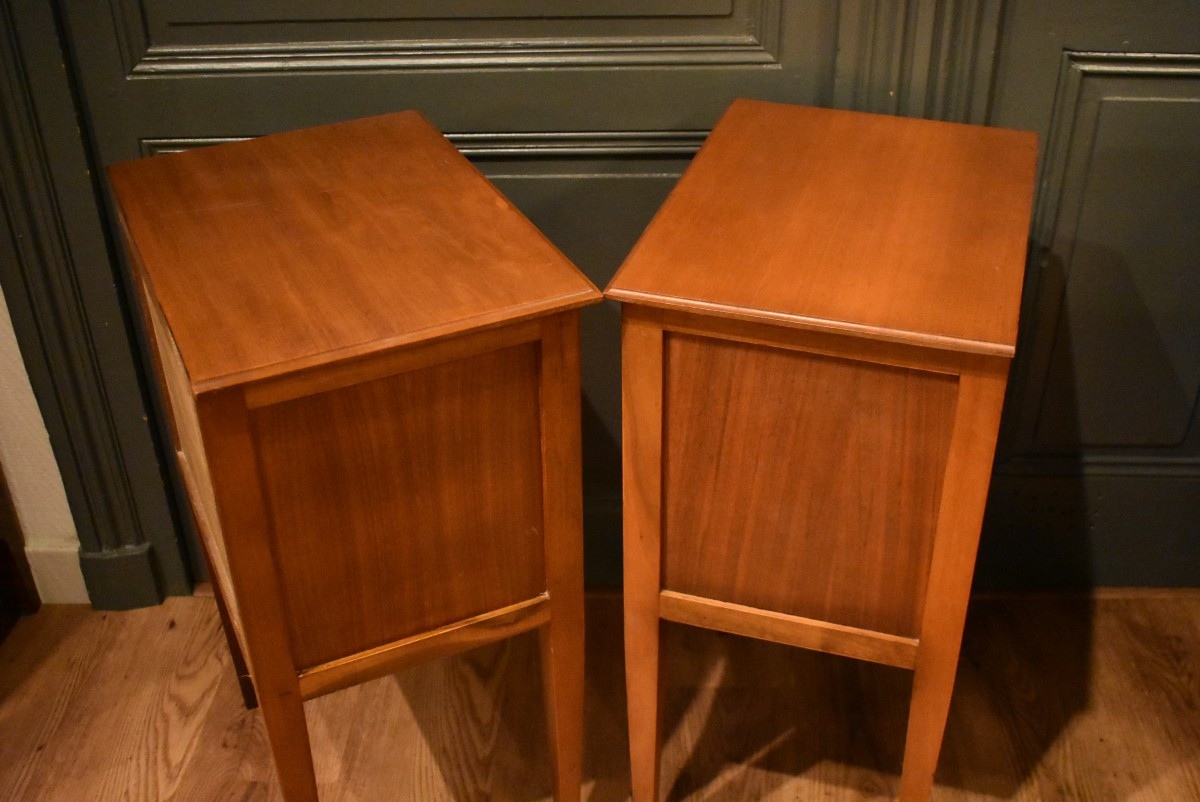 Pair Of Louis XVI Style Bedside Tables-photo-5