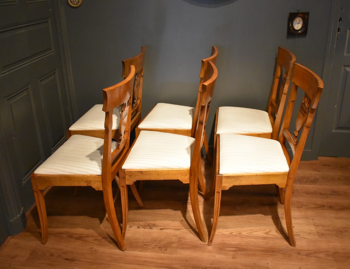 Set Of Six Directoire Style Chairs-photo-7