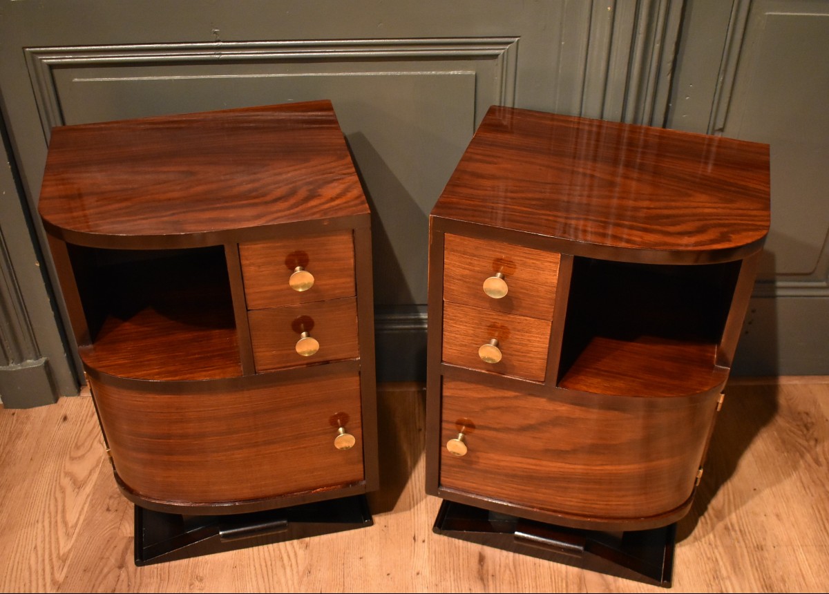 Pair Of Art Deco Bedside Tables-photo-2