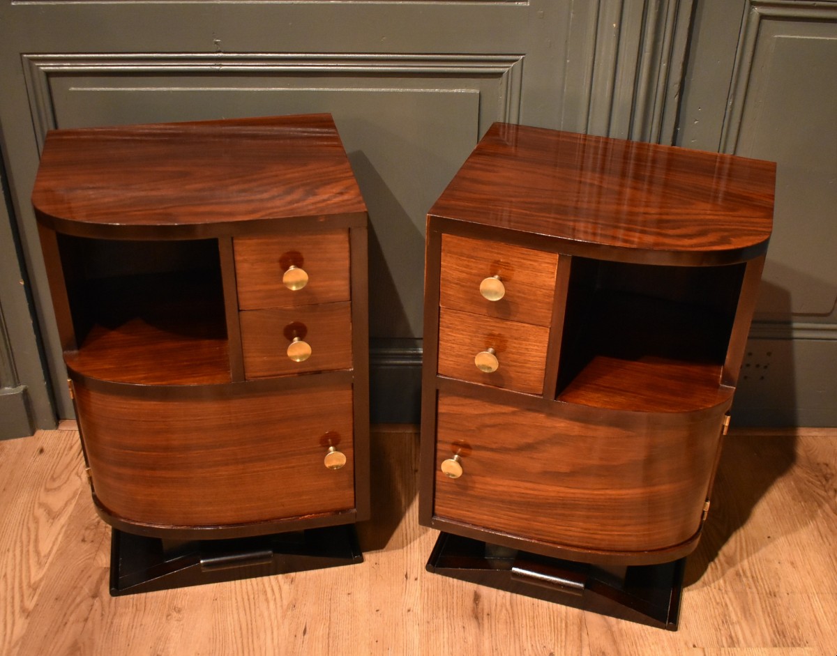 Pair Of Art Deco Bedside Tables-photo-3